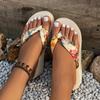 Ladies' Floral Printed Wedge Sandals - Fashionable One Foot Beach Slippers with Soft EVA Sole and Vibrant Floral Design