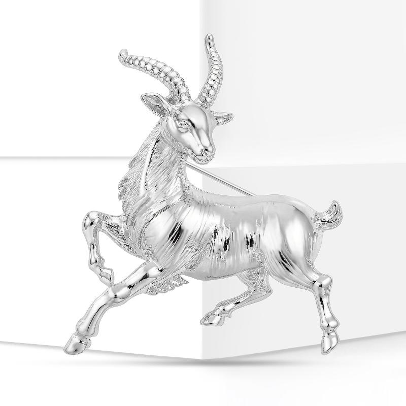 Luxury Glossy Antelope Brooches For Women Unisex Zodiac Animal Pins Casual Party Jewelry Accessories Gifts Decoration