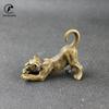 Retro Copper Panther Statue Animal Figurine Prey On Agile Style Brass Leopard Sculpture Home Office Room Decoration Accessories