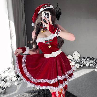 Strapless Mini Dress: Cute & Playful Christmas Costume Set for Role Play
