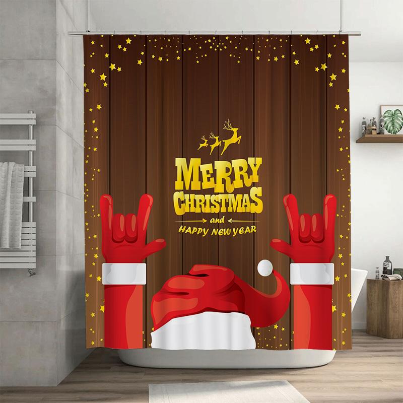 

Tu Christmas Shower Curtain Festive Holiday Decor Waterproof Bathroom Fabric Red Santa Claus Pattern Xmas Home Decoration Gift W60H190(CM)-1 Pcs