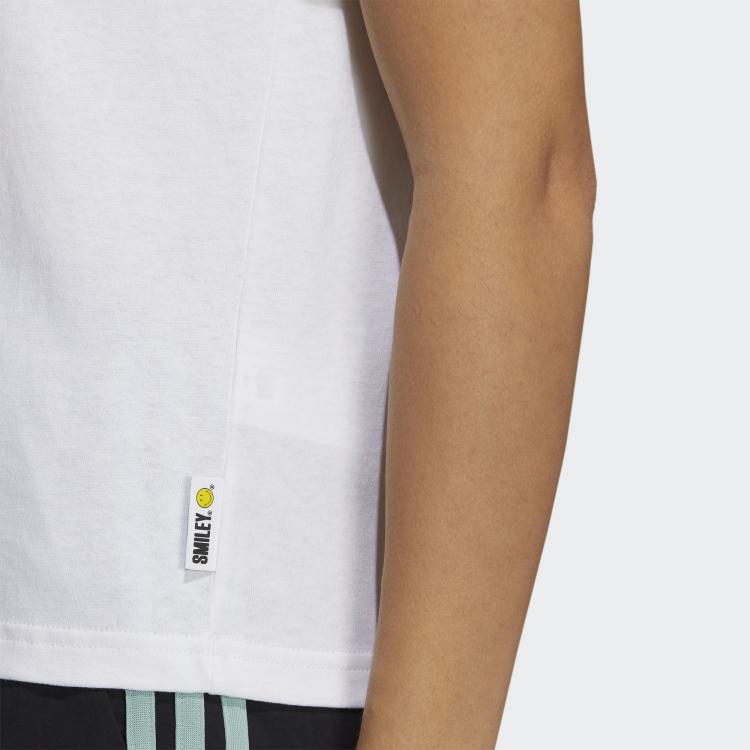 Adidas Neo Smiley Print Sport Knit T-Shirt Women Tops White GP5784
