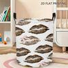 1pc, Portable Laundry Basket with Leopard Print Lip And Pink Bow Design, Compact, Suitable for Dormitory And Room Storage, with Sturdy Handles for Sto