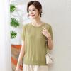 Mom's Summer Short-sleeved Knitted Jacket New Thin Ice Silk T-shirt for Middle-aged and Elderly Women with Foreign Style on Mother's Day
