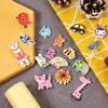 50Pcs Wooden Buttons Natural Wood 2-Holed Fastener Buttons for Sewing Knitting Handcraft Cartoon Animals Printing Patterns