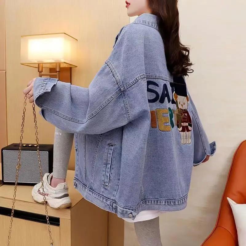 

Women s Spring/Autumn Denim Jacket Loose Fit Design Youthful Casual Top XXS