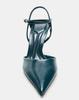 Novinka Tmavě modré Lakované Vysoké Podpatky Dámské Módní Špičatá Špička Kotníková Přezka Stiletto Sandály Luxusní Designové Společenské Boty