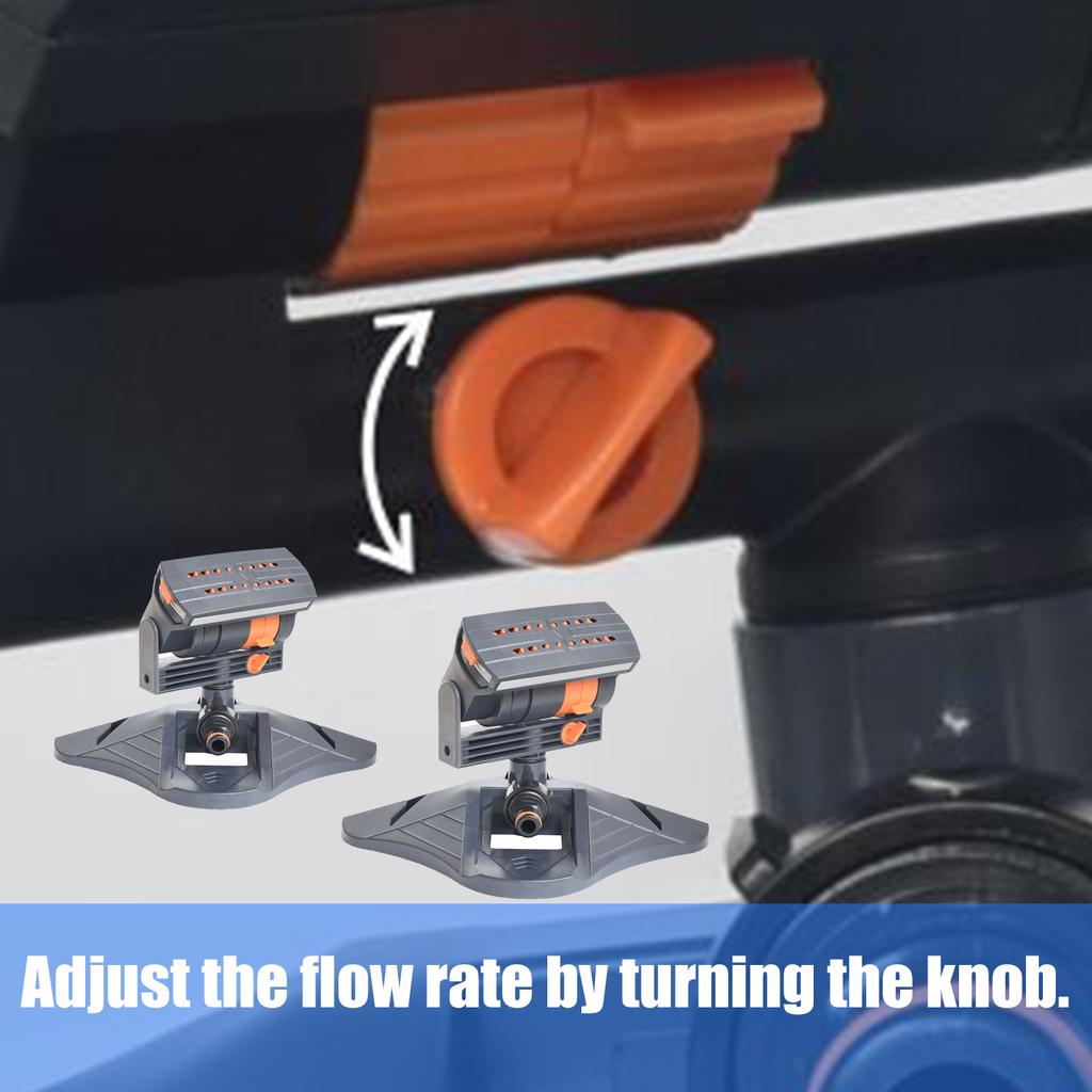 Aspersor cu rază reglabilă îmbunătățit pentru gazon, curți și grădini, cu 16 capete oscilante mini-turbină