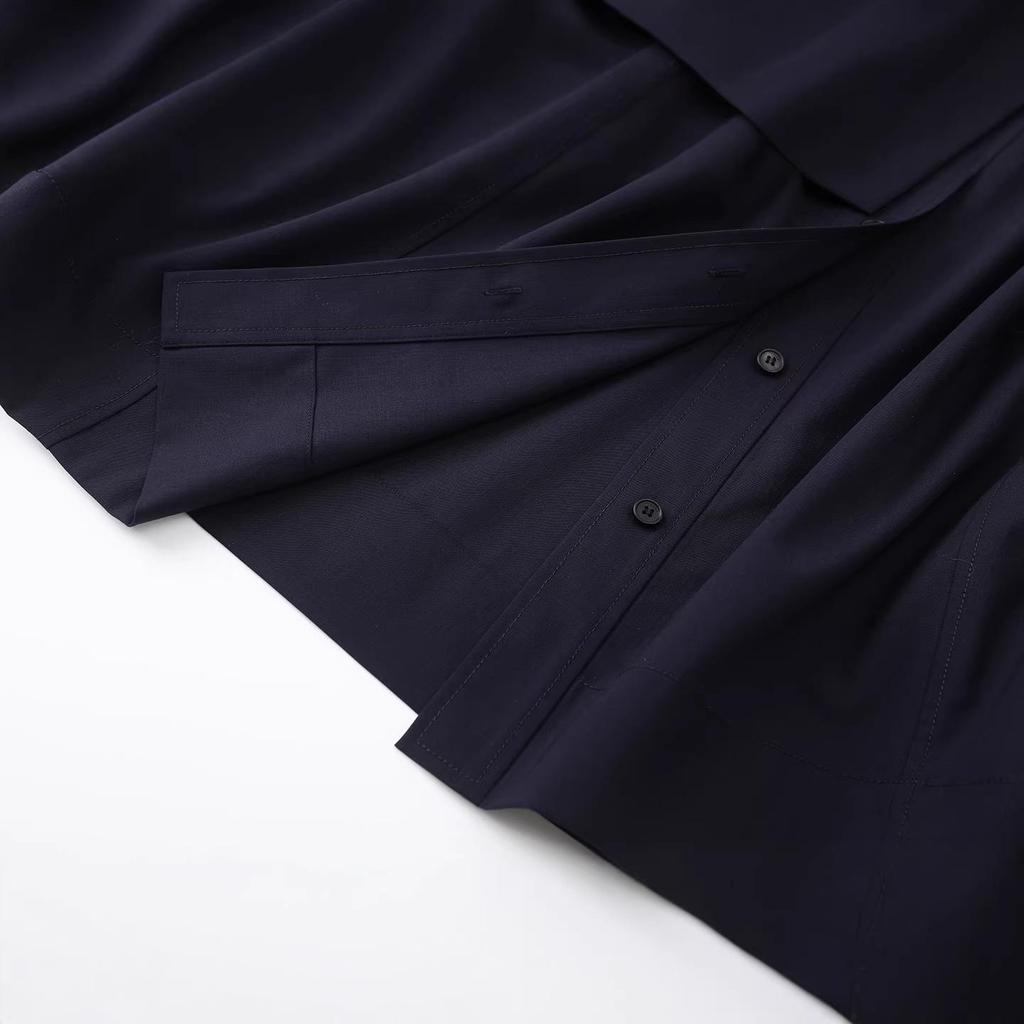 In Stock: 2026 Spring Women's Academy Style Sailor Collar Long Sleeve Shirt Dress