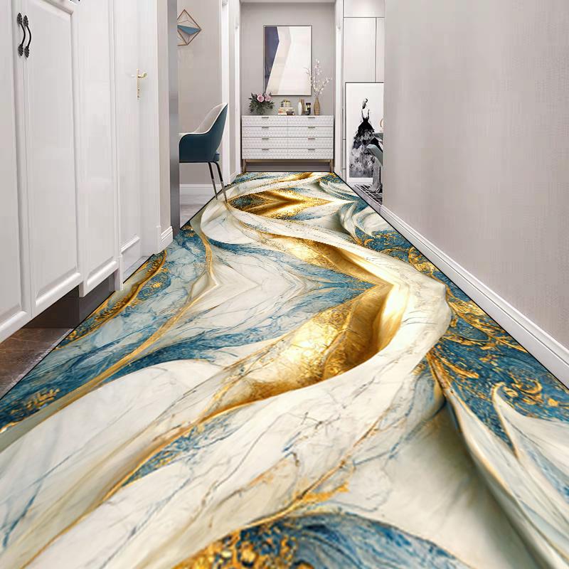 Alfombra Dorada de Lujo para Pasillo Largo Alfombras de Decoración para Vestíbulo de Hotel de Alta Gama Alfombra Pasillo Escaleras Alfombrilla Antideslizante para Cocina