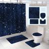 4 buc Perdele de duș cu stele frumoase cu 12 cârlige Covor de baie anti-alunecare Set decor pentru baie cu capac de toaletă și covoraș în formă de U