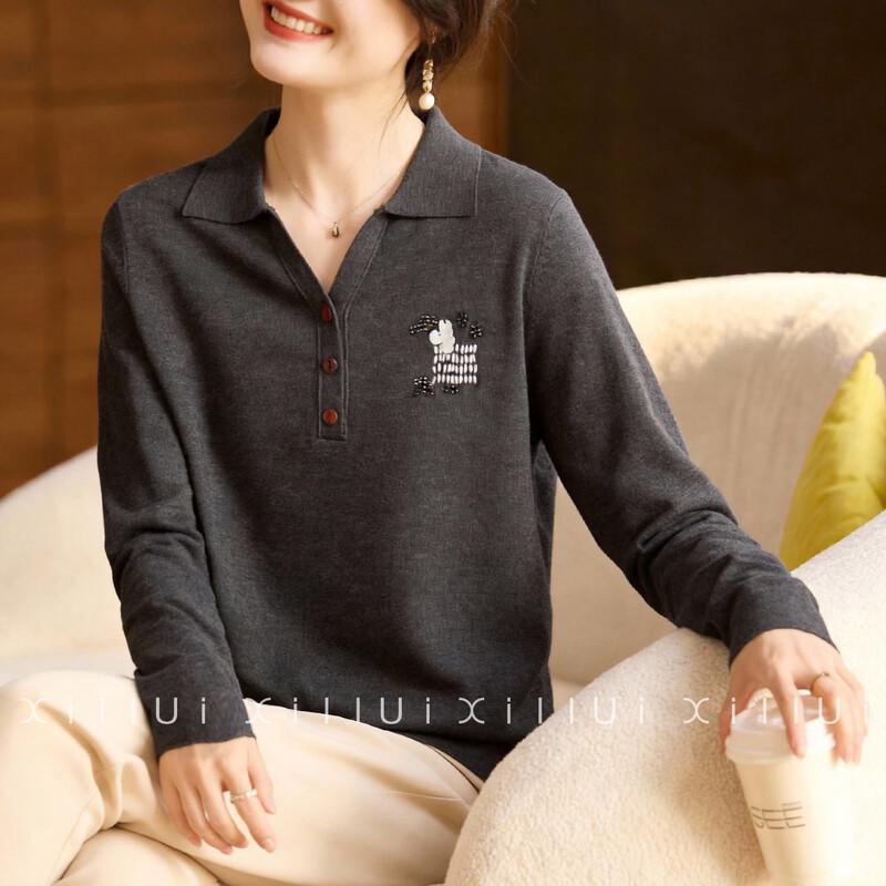 Xihui Mama Elegant V-Neck Wool Blend Sweater 2XL