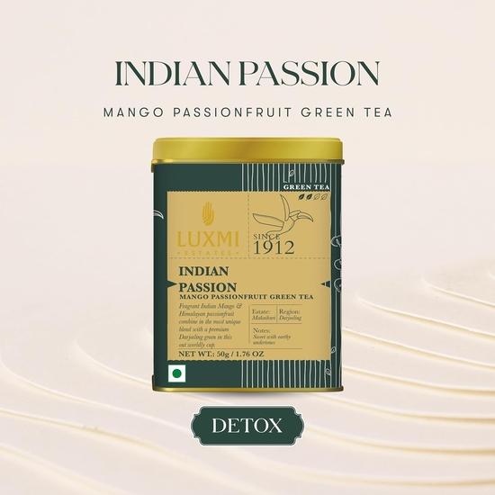 LUXMI Estates Indian Passion Green Tea 50Gm| Usda Certified Organic Darjeeling Green Tea | Mango Passion Fruit Green Tea