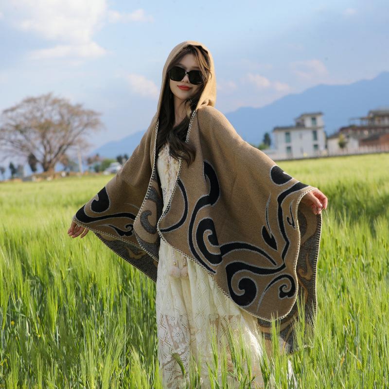 Retro Outer Cape Women'S Summer Uv Protection Fashion Literary Scarf Jacket Leisure Travel Shawl