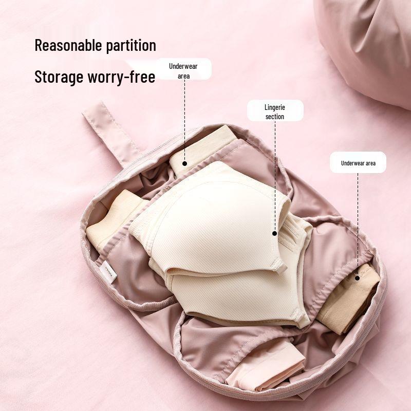 Portable Three-in-One Bra & Underwear Storage Bag with Separate Compartments