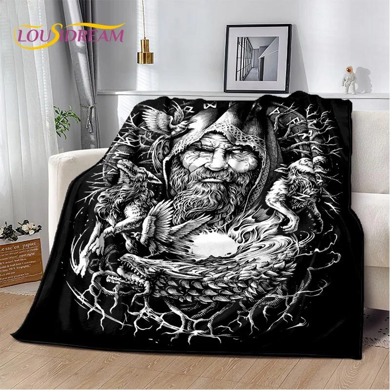 3D Viking Odin Valhalla Nordic Mythology Cartoon Blanket,Soft Throw Blanket for Home Bedroom Bed Sofa Picnic Office Travel Cover