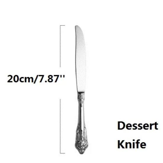 Silver Tableware Classic Silverware Stainless Steel Dinner Knife Fork Spoon Wedding Occasion Cutlery Xmas Western Dinnerware 1Pcs Vintage