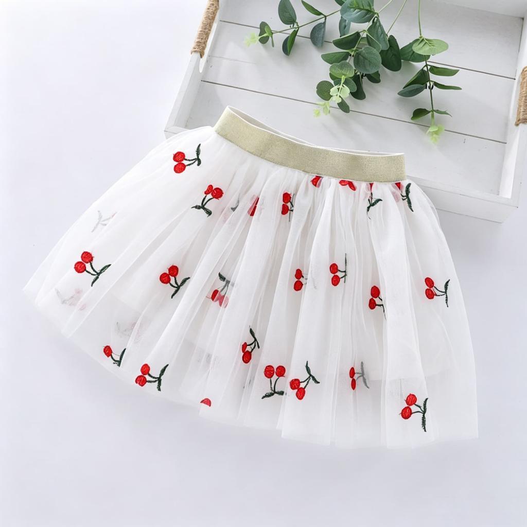 Gonna di Tulle Floreale alla Moda per Ragazze, Casual, Vestibilità Larga, Gonna Sovrapposta in Rete con Elastico in Vita per Bambini, Comoda per l'Uso Quotidiano