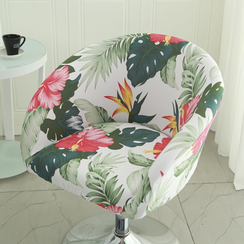 Dustproof Curved Chair Cover Short Back Printed Arc Armchair Slipcovers Dining Chairs Covers Elastic Natal Pokrowiec Na Krzeslo