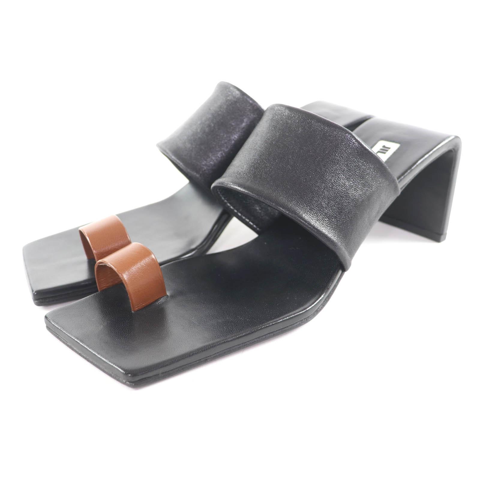 

Отличные сандалии JIL SANDER двухцветные кожаные черная кожа Женские 35 J15WP0112 Б/у