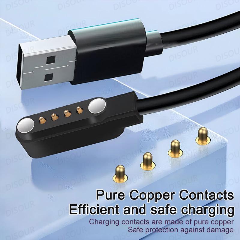 VAORLO 4 Pin 60CM Magnetic Charging Cable Suitable For New X7 Headset DGS10 Bone Conduction Bluetooth Sports Wwimming Headphones