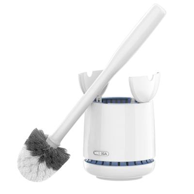 MR.SIGA Toilet Brush with Storage Case, Sturdy Handle and Durable Bristles, Bathroom Cleaning, White, 1 Set