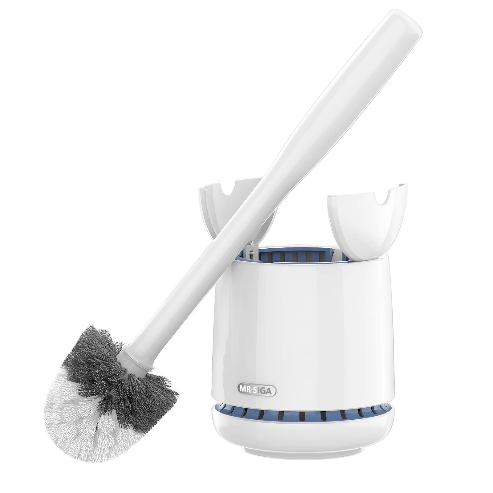 

MR.SIGA Toilet Brush with Storage Case, Sturdy Handle and Durable Bristles for Bathroom Cleaning, White, 1 Set