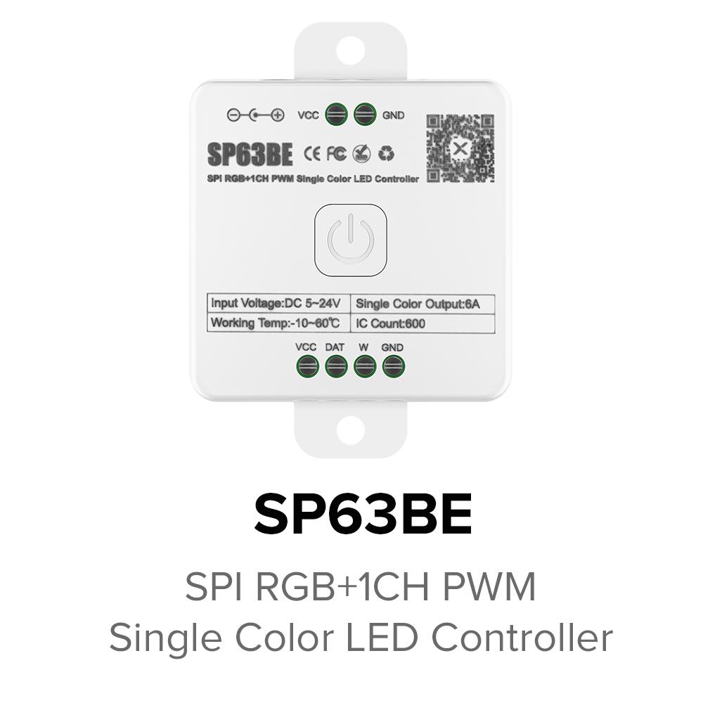 SP630E All In One LED Controller 5CH PWM SPI Pixels LED Light Strip WS2812B WS2811 SK6812 FCOB 5050 RGB RGBW CCT Music BT 5V-24V