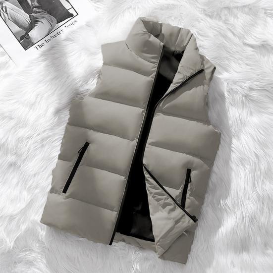 Vest Frakk Glidelås Stativ Krage Ermeløs tynn vest med lommer Ensfarget vindtett vest Yttertøy