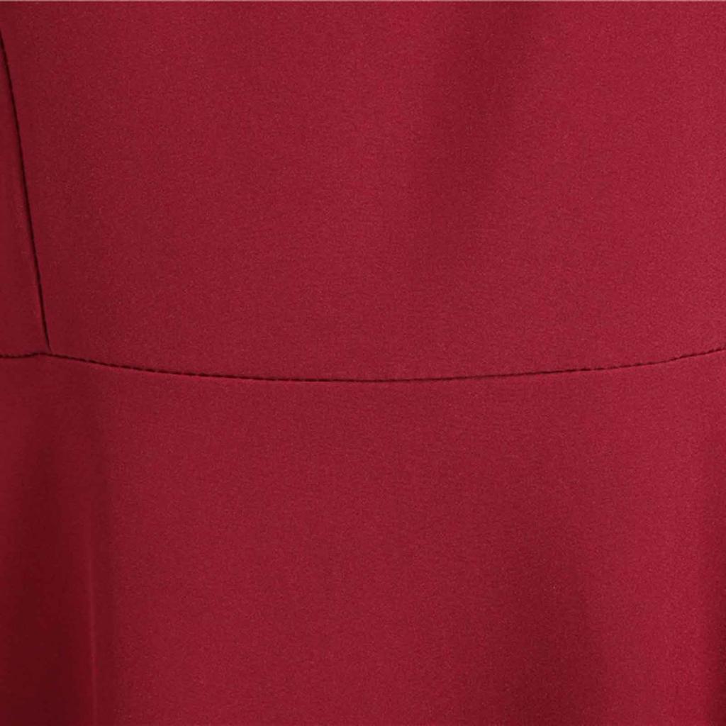 Women's Fashion Casual Slim Fit Colour Vintage Dress With Belt With Large Hem
