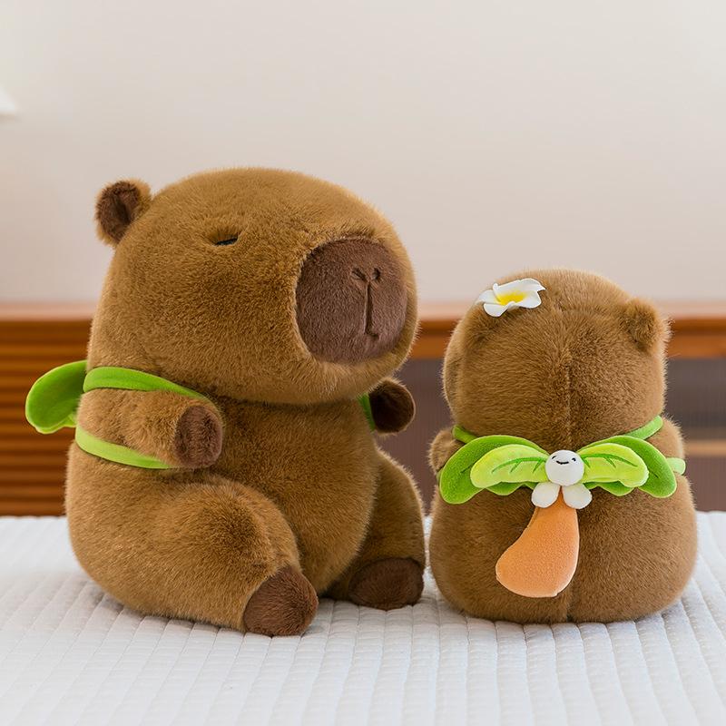New Seaside Summer Coconut Tree Backpack Kapibara Plush Toy Swimming Ring Capybara Doll for Girls
