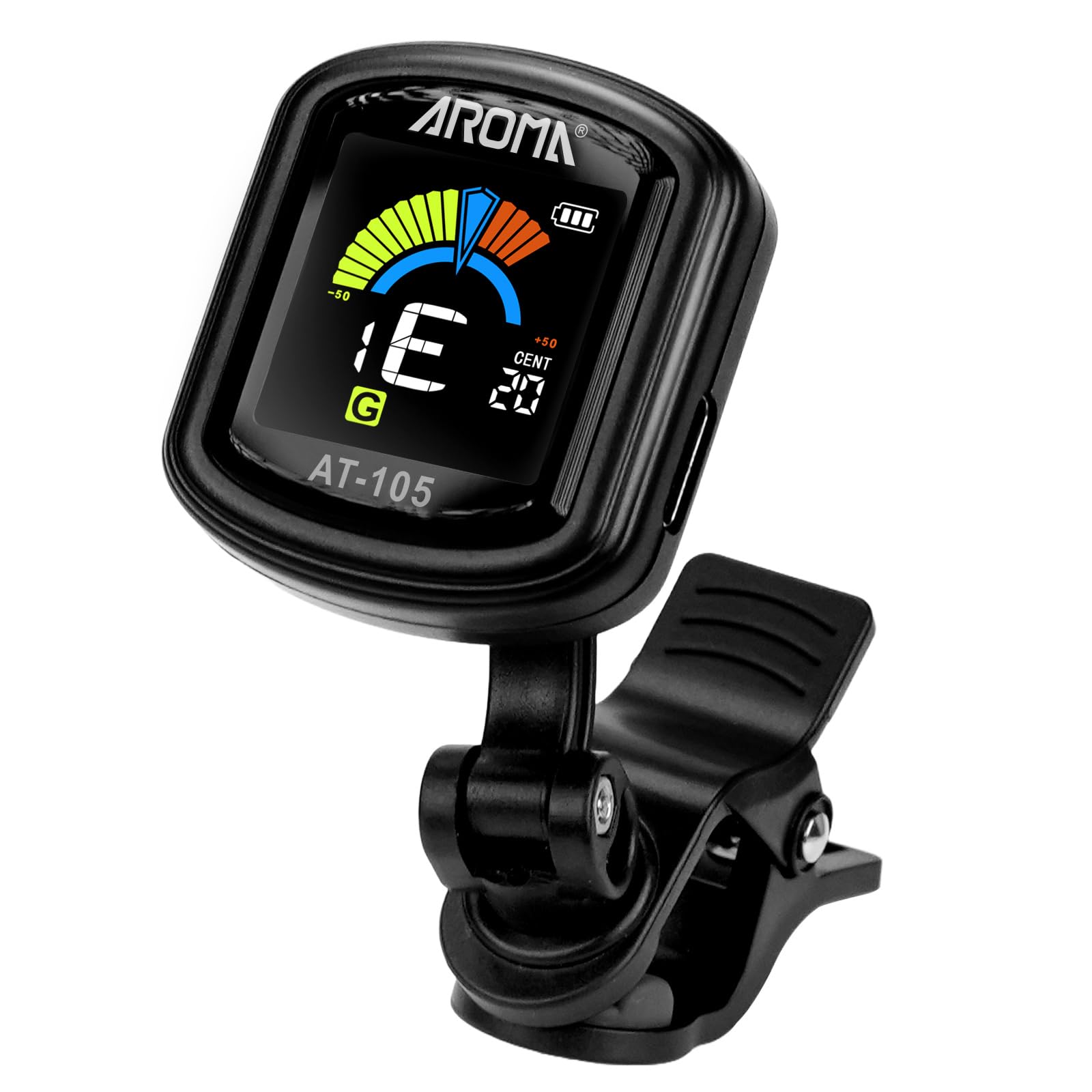 

Aroma Clip Fast High Chromatic Color Compatible with with Silicone Clamp Tuner, Rechargeable, Tuning, Precision, Mode, 360-Degree Rotation, LCD, чёрный