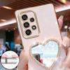 For Samsung A53 A33 A13 A14 A54 A04 A34 A24 A05 A35 A55 A25 A15 Love Mirror With Crystal Chain Electroplated Soft Shell