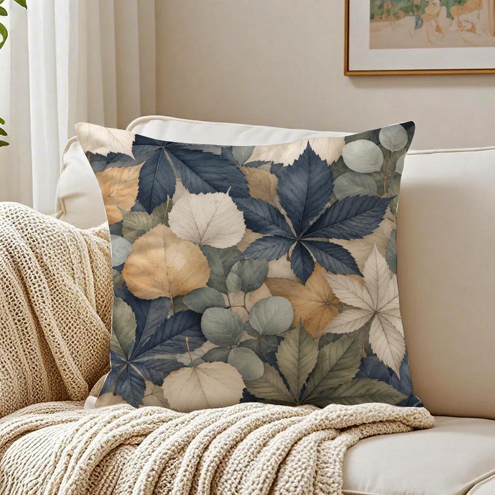 Colorful Fallen Leaf Pattern Pillow Case Organic Short Plush Cushion Covers Breathable Washable WrinkleResistant