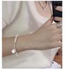S925 Sterling Silver Freshwater Pearl Retro Handmade Good Luck Necklace & Bracelet Set - Fashionable Simple Clavicle Chain