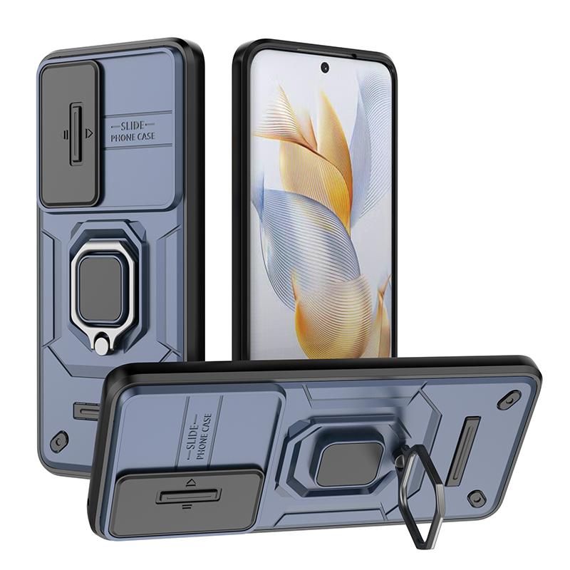Honar Honer 90 5G Case Slide Camera Lens Protection Ring Stand Phone Case For Honor 90 5G Honor90 REA-NX9 6.7" Armor Back Cover