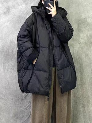 Herbst/Winter 2024 Übergröße Lässige mittellange Daunenjacke für kurvige Frauen