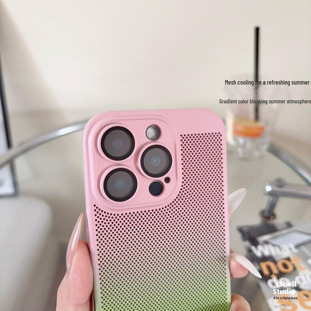 Apple 16 Pro Max Gradient Color Heat Dissipation Phone Case - Full Lens Coverage for iPhone 15/14/13