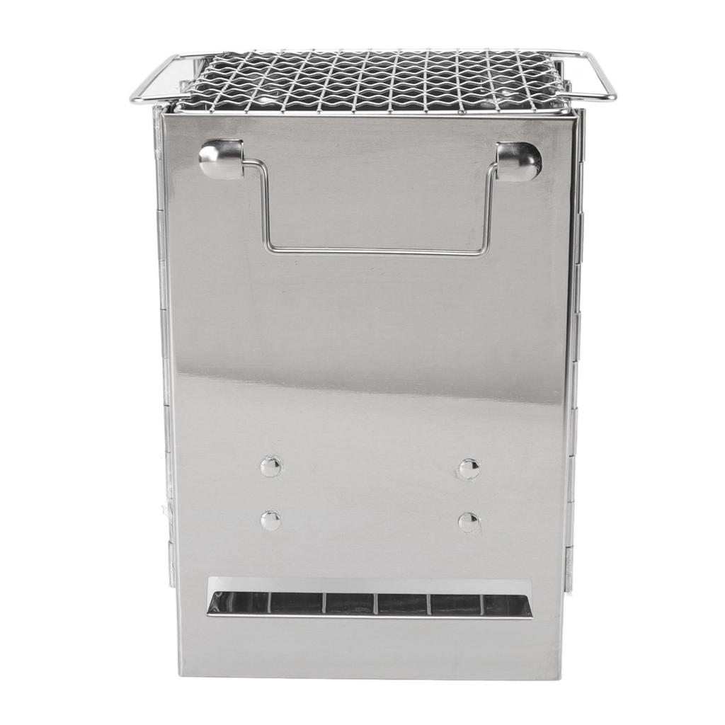 Camping Wood Stove Foldable Stainless Steel Integrated Mini BBQ Grill for Warm Outdoor Picnic