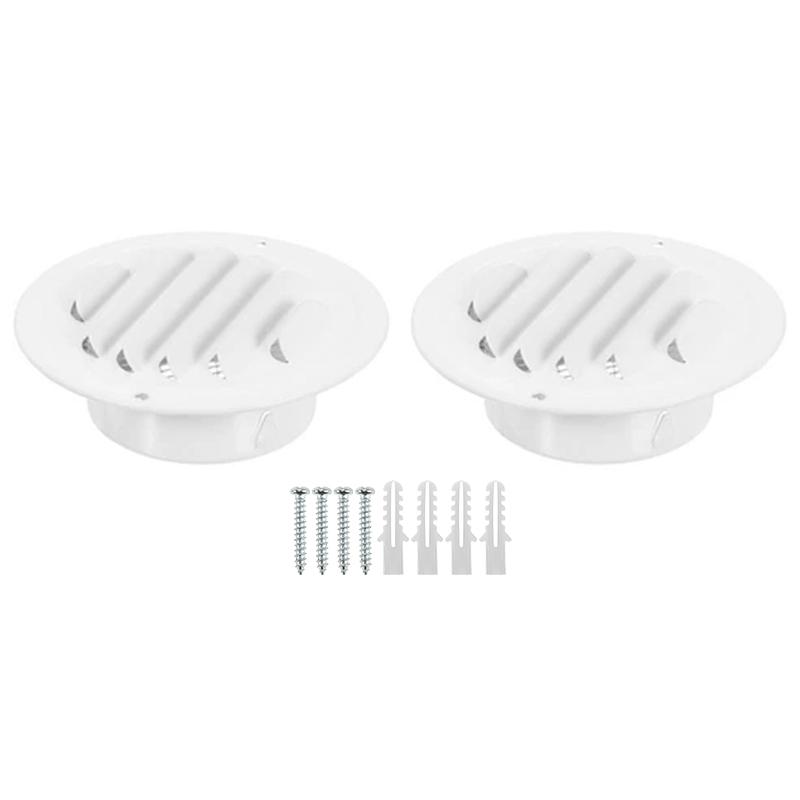 2pcs 3/4/6inch Round Vent Cover Stainless Steel Louvered Grille Cover Air Vent Outlet with Built-in Mesh for House/Office/Garage