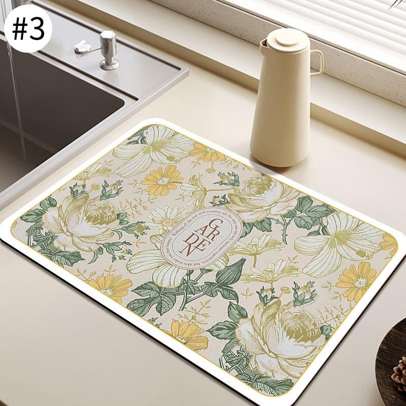 Quick Drying Dish Mat Printed Kitchen Tableware Coffee Draining Pad Dinnerware Cup Bottle Placemat Super Absorbent CoffeeMats