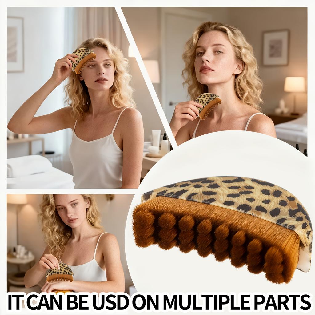 A Crescent-shaped Facial Massage Brush with a Contour-hugging Curve. Its Dual-textured Surface, Featuring Soft Bristles On One Side