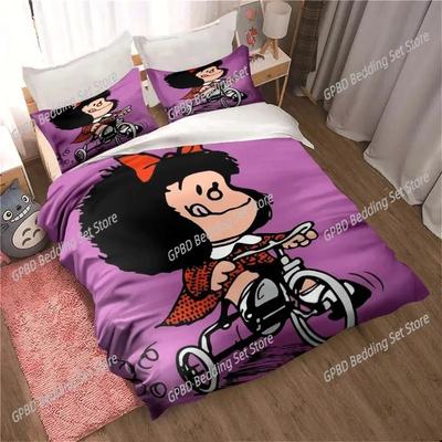 Bettdecke Kawaii Anime Mafalda Bettwäsche-Set 3D-Druck Geeignet für Schlafzimmer Kinder Heimtextilien