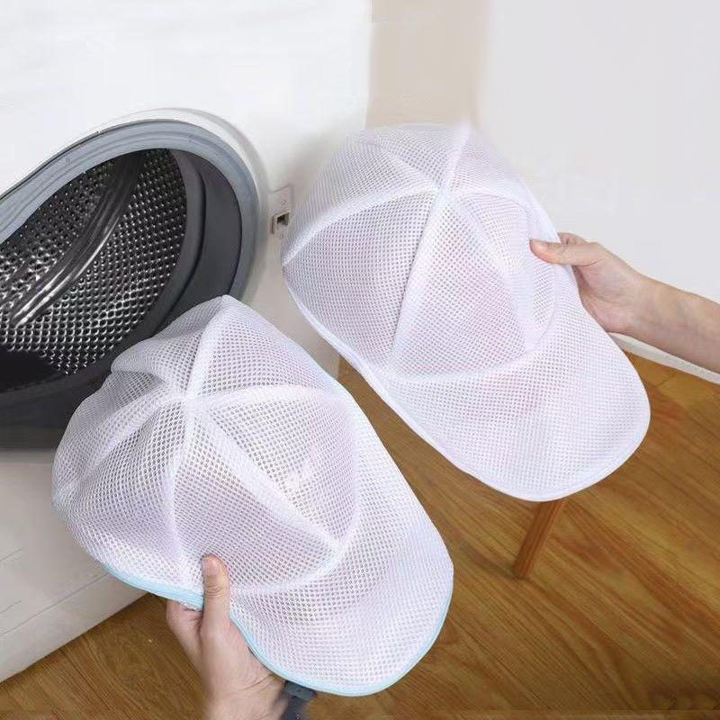 Mesh Laundry Bags for Hats Reusable Washing Machine Protector Net Baseball Caps Adjustable Drawstring Bag Keep Shape Clean TMZ