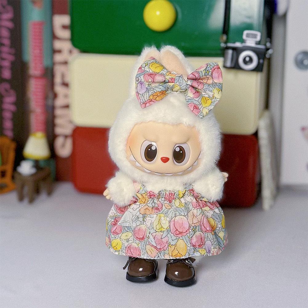 Miniature Dress Bow Suit for 17cm Labubu Dolls Cute DIY Doll Clothes Fashion Accessories Lovely Outfit Gifts for Girls Friends
