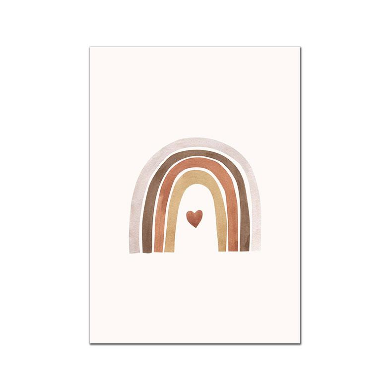 Nordic Nursery Poster Flower Rainbow Heart Boho Art Print Rabbit Unicorn Canvas Painting Beige Wall Picture Baby Kids Room Decor