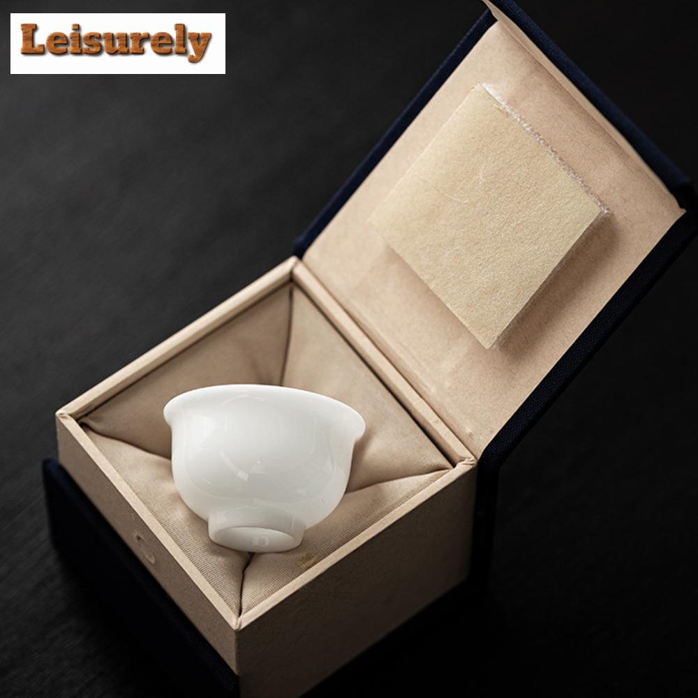 35ml Handamde Iced Jade Porcelain Reversed Cup White Tasting Teacup Mug Small Personal Tea Bowl Master Cup Kung Fu Teaware Gift