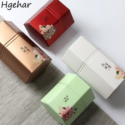 Creativos Recipientes para Té Estilo Chino Botes de Hierro Portátiles de Viaje Pequeñas Latas de Almacenamiento Azúcar Café Sellado Organizador Caja a Prueba de Humedad