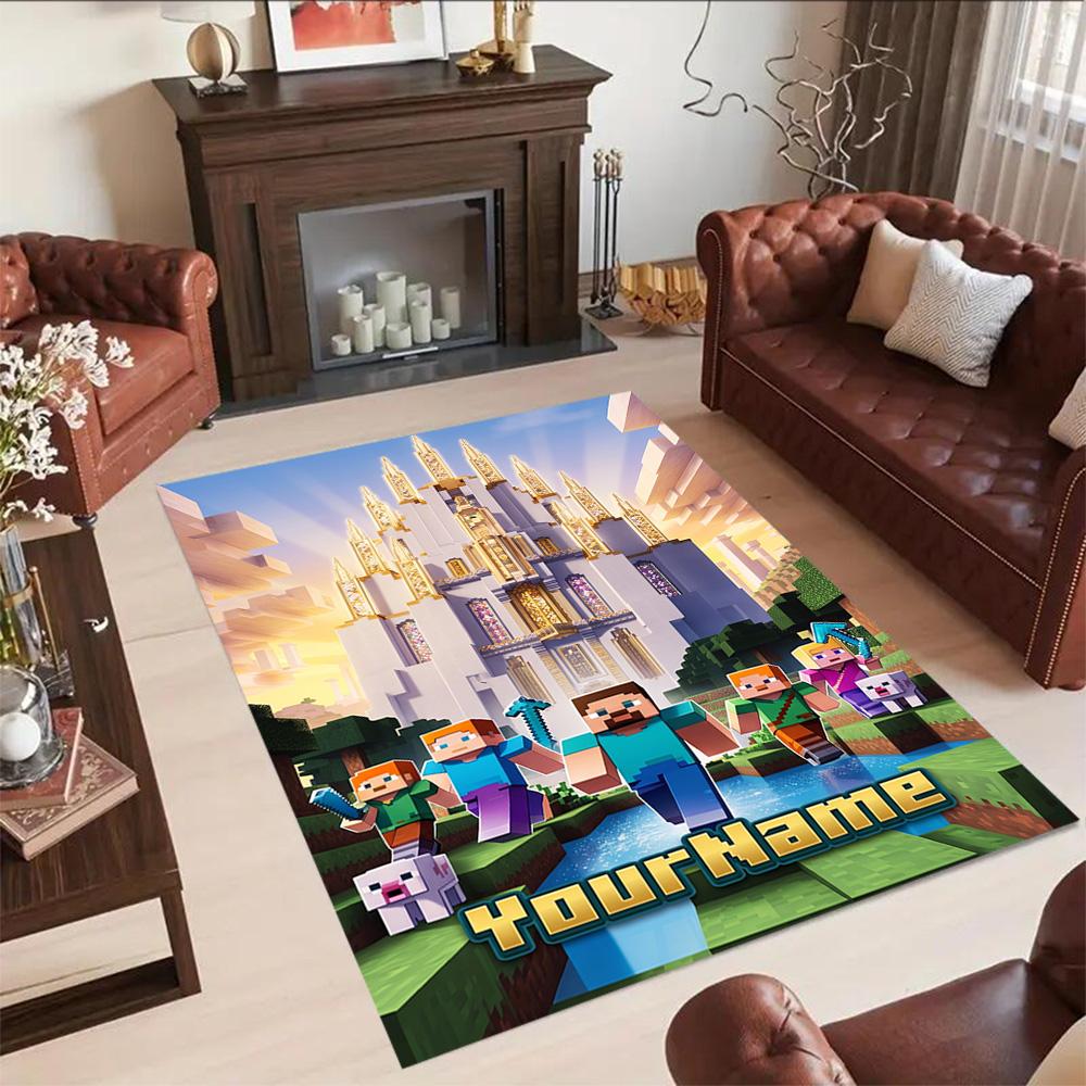 Minecraft 41 Personalized Name Floor Rug Office Rug Suitable for Dining Room Foyer Kitchen Study room Antislip Carpet Decorate Offices