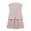 TAOP&ZA Women's Spring/Summer Sleeveless Strapless Pleated Dress